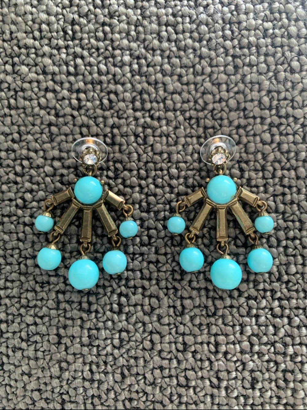 Turquoise Drop Chandelier Earrings - Vintage-Style